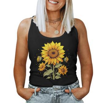 Vintage Sunflower Graphic Women Tank Top - Seseable