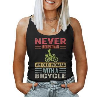 Vintage Never Underestimate An Old Woman With A Bicycle Cute Women Tank Top - Monsterry AU