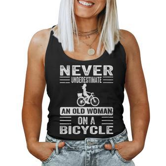 Vintage Never Underestimate An Old Woman On A Bicycle Retro Women Tank Top - Monsterry AU