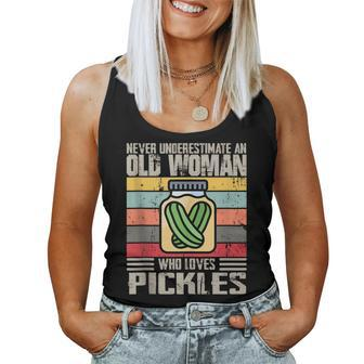 Vintage Never Underestimate An Old Woman Who Loves Pickles Women Tank Top - Monsterry CA