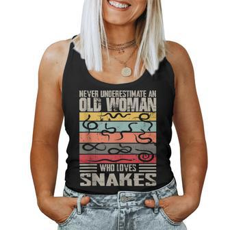 Vintage Never Underestimate An Old Woman Who Loves Snakes Women Tank Top - Monsterry CA