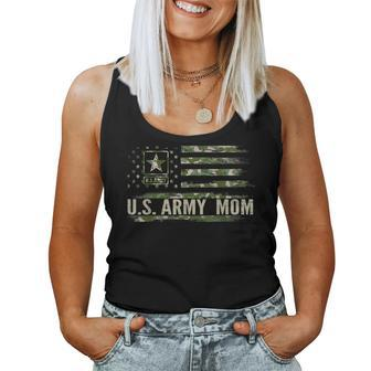 Vintage US Army Mom With Camo American Flag Veteran Women Tank Top - Monsterry DE