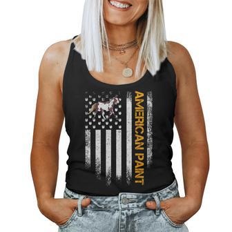 Vintage Usa American Flag American Paint Horse Women Tank Top - Monsterry