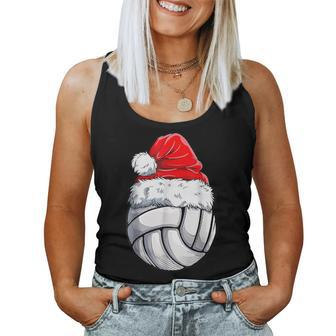 Volleyball Ball Christmas Santa Hat Xmas Sport Women Women Tank Top - Seseable