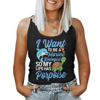 I Want To Be A Marine Biologist Pun Sea Turtle Lover Women Tank Top - Monsterry
