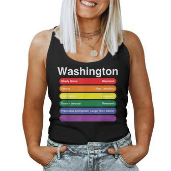 Washington Dc Pride Rainbow Flag Color Metro Train Lines Women Tank Top - Monsterry DE