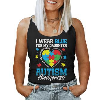 I Wear Blue For My Daughter Autism Awareness Month Heart Women Tank Top - Monsterry DE