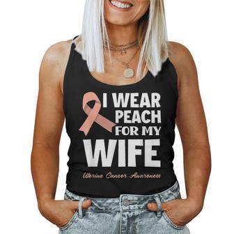 I Wear Peach For My Wife Uterine Cancer Awareness Women Tank Top - Monsterry