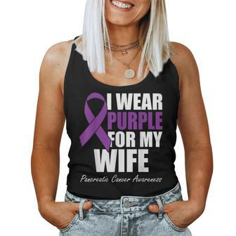 I Wear Purple For My Wife Pancreatic Cancer Awareness Women Tank Top - Monsterry