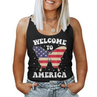 Welcome To America Patriotic Butterfly New American Citizen Women Tank Top - Monsterry CA