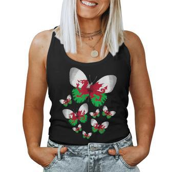 Welsh Flag Butterfly Idea For & Flag Of Wales Women Tank Top - Thegiftio UK