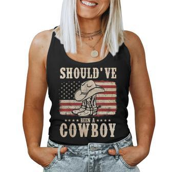Western Cowboy Hat Boots I Should Have Been A Cowboy Women Tank Top - Monsterry