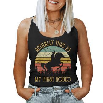 Western Cowboy Riding Horse Actually This Is My First Rodeo Women Tank Top - Thegiftio UK