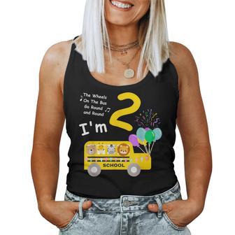 Wheels On The Bus 2 Years Old Birthday Party Boy Girl Family Women Tank Top - Seseable