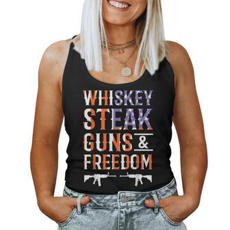 Whiskey Steak Guns & Freedom Whisky Alcohol Steaks Bbq Women Tank Top - Monsterry UK