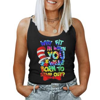 Why Fit In Doctor Teacher Cat In Hat Cool Autism Awareness Women Tank Top | Mazezy