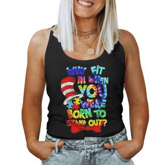 Why Fit In Doctor Teacher Cat In Hat Cool Autism Awareness Women Tank Top - Seseable