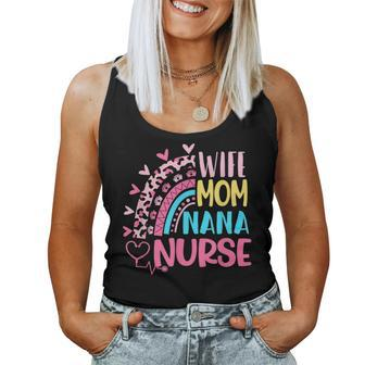 Wife Mom Nana Nurse Nurses Day Leopard Rainbow Women Tank Top - Thegiftio UK