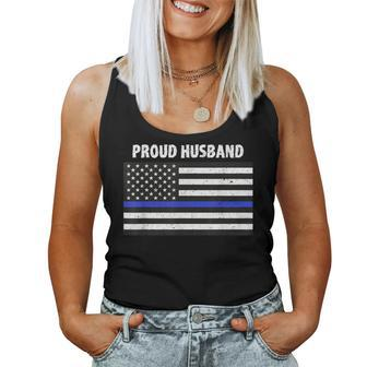 My Wife Is A Police Officer Proud Husband Blue Line Women Tank Top - Monsterry DE
