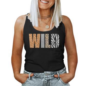 Wild Animal Pattern Giraffe Wolf Leopard Zebra Animal Print Women Tank Top - Monsterry CA