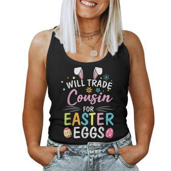 Will Trade Cousin For Easter Eggs Bunny Flower Easter Day Women Tank Top - Thegiftio UK