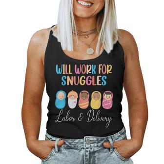 Will Work For Snuggles Labor & Delivery Nurse Baby Women Tank Top - Monsterry AU
