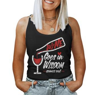 Wine Goes In Wisdom Comes Out Vintage Women Tank Top - Monsterry