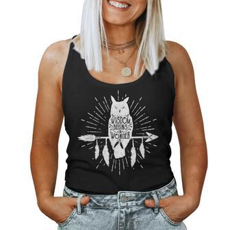 Wisdom Begins In Wonder Native American Owl Feathers Women Tank Top - Monsterry DE