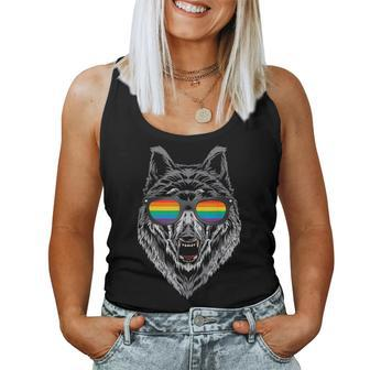Wolf Rainbow Flag Sunglasses Lgbt Gay Pride Women Tank Top - Monsterry UK