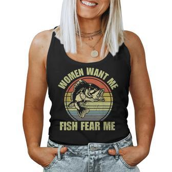 Woman Want Me Fish Fear Me Fishing Fisherman Vintage Women Tank Top - Monsterry UK