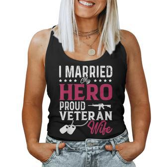 Womans I Married My Hero Proud Veteran Wife Veteran's Day Women Tank Top - Seseable