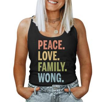 Wong Last Name Peace Love Family Matching Women Tank Top - Seseable