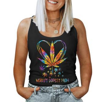 World's Dopest Mom Fun Weed Leaf 420 Sunflower Cool Cannabis Women Tank Top - Monsterry