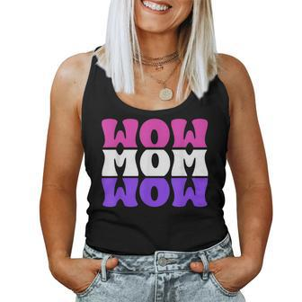 Wow Mom Wow Cute Mirrored Mother's Day Best Mom Mama Women Tank Top | Mazezy