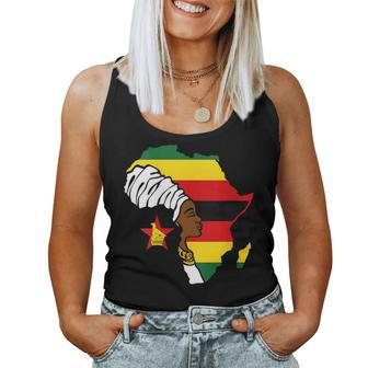 Zimbabwe Zimbabwean Flag Africa Map Ethnic Black Woman Women Tank Top - Thegiftio UK