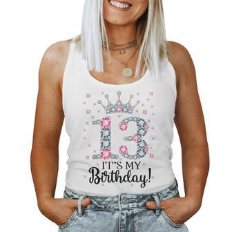 13 It's My Birthday Pink Crown Happy 13Th Birthday Girl Women Tank Top - Monsterry