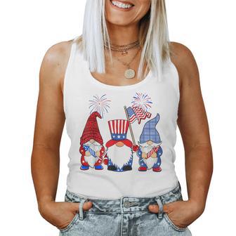 4Th Of July Leopard Gnomes Firework Usa American Women Women Tank Top - Seseable