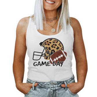 American Football Game Day Leopard Helmet For Girl Women Tank Top - Monsterry CA