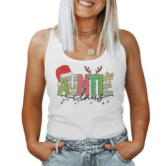 Auntie Claus Christmas Lights Pajama Family Matching Outfit Women Tank Top - Monsterry DE