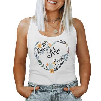 Best Ma Ever Heart Flower Blessed Grandma Mother's Day Women Tank Top - Monsterry UK