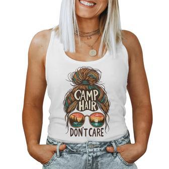 Camp Hair Don't Care Messy Bun Camping Camper Women Women Tank Top - Monsterry CA