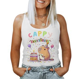 Cappy Birthday Capybara Lovers Girl Boy Happy Birthday Party Women Tank Top - Seseable