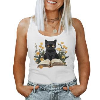 Cat For Book Lover Cute Cat And Book Women Tank Top - Thegiftio UK