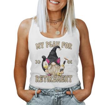 Cat And Wine Gnome Grandpa Retirement Plan For Cat Dad Women Tank Top - Monsterry UK