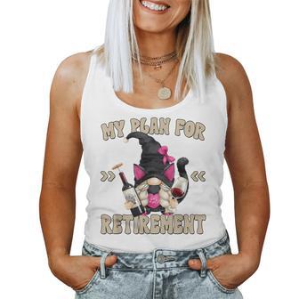 Cat And Wine Retirement Plan For Retired Cat Grandma Women Tank Top - Monsterry