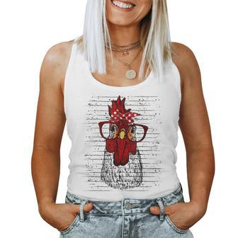 Chicken With Bandana Headband And Glasses Cute Women Tank Top - Monsterry