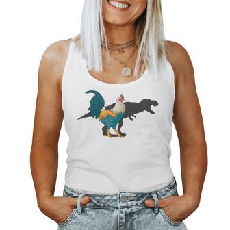 Chicken Dinosaur Shadow T Rex Hen Lover Cute Chicken Farmer Women Tank Top - Monsterry DE