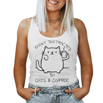Coffee Cats Sayings Slogan Distracted Women Tank Top - Thegiftio UK