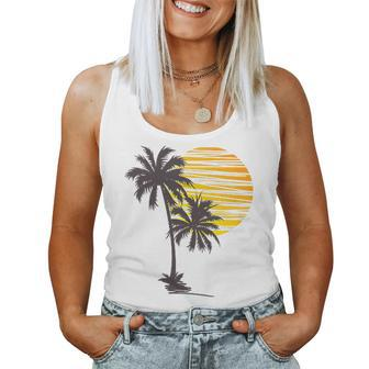 Cool Summer Vacation Sunset Beach Palm Tree Women Tank Top | Mazezy UK