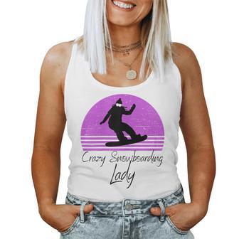 Crazy Snowboarding Lady Retro Vintage Snowboarder Women Tank Top - Monsterry